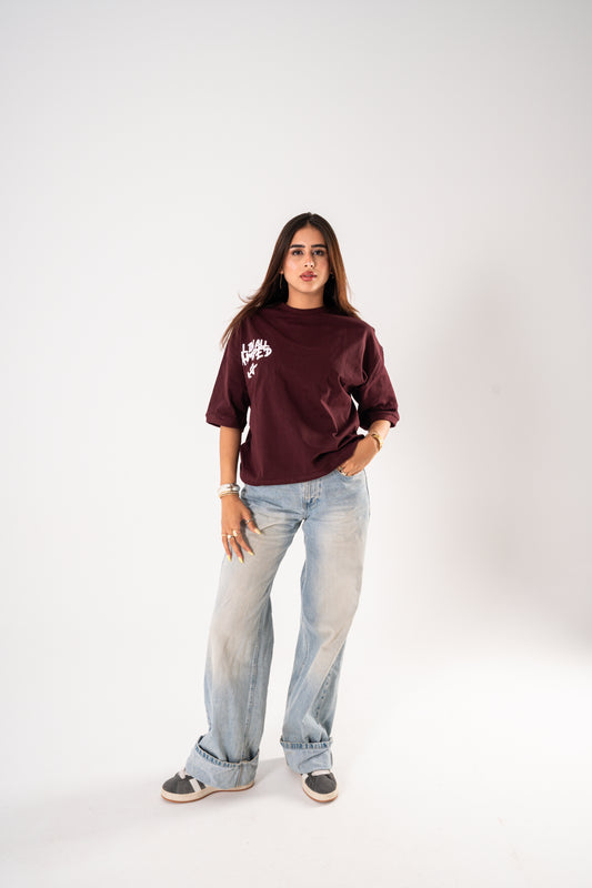 All-LOVE TEE in  burgundy